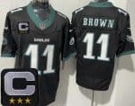 Philadelphia Eagles #11 AJ Brown Limited Black 2025 Captain Patch FUSE Vapor Jersey