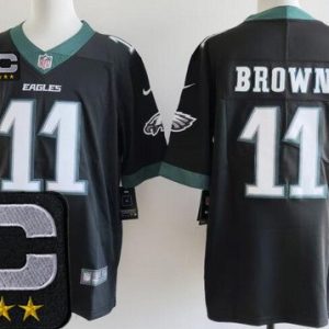 Philadelphia Eagles #11 AJ Brown Limited Black 2025 Captain Patch Vapor Jersey