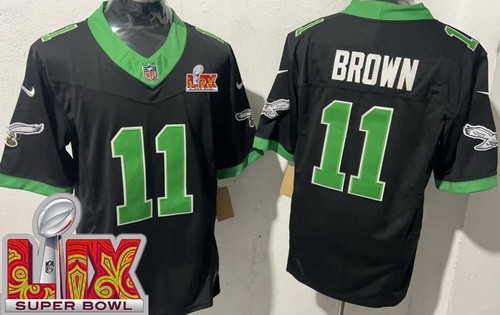 Philadelphia Eagles #11 AJ Brown Limited Black Alternate Super Bowl LIX FUSE Vapor Jersey