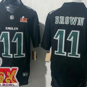 Philadelphia Eagles #11 AJ Brown Limited Black Fashion Super Bowl LIX FUSE Vapor Jersey