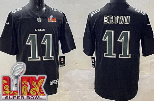 Philadelphia Eagles #11 AJ Brown Limited Black Fashion Super Bowl LIX Vapor Jersey