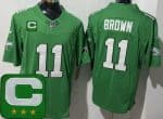Philadelphia Eagles #11 AJ Brown Limited Kelly Green 2025 Captain Patch FUSE Vapor Jersey