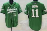 Philadelphia Eagles #11 AJ Brown Limited Kelly Green Fashion Baseball Jersey