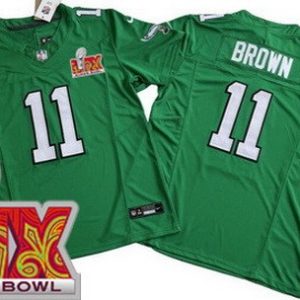 Philadelphia Eagles #11 AJ Brown Limited Kelly Green Super Bowl LIX FUSE Vapor Jersey