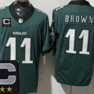 Philadelphia Eagles #11 AJ Brown Limited Midnight Green 2025 Captain Patch FUSE Vapor Jersey