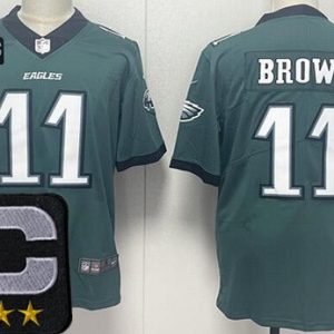 Philadelphia Eagles #11 AJ Brown Limited Midnight Green 2025 Captain Patch Vapor Jersey
