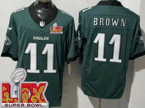 Philadelphia Eagles #11 AJ Brown Limited Midnight Green Super Bowl LIX FUSE Vapor Jersey