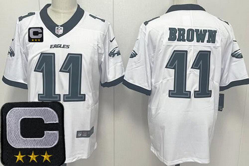 Philadelphia Eagles #11 AJ Brown Limited White 2025 Captain Patch Vapor Jersey
