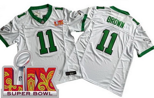 Philadelphia Eagles #11 AJ Brown Limited White Alternate Super Bowl LIX FUSE Vapor Jersey
