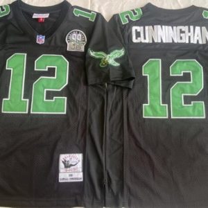 Philadelphia Eagles #12 Randall Cunningham Black 1990 Throwback Jersey