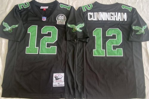 Philadelphia Eagles #12 Randall Cunningham Black 1990 Throwback Jersey