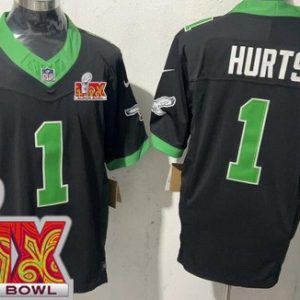 Philadelphia Eagles #1 Jalen Hurts Limited Black Alternate Super Bowl LIX FUSE Vapor Jersey