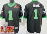 Philadelphia Eagles #1 Jalen Hurts Limited Black Alternate Super Bowl LIX Vapor Jersey