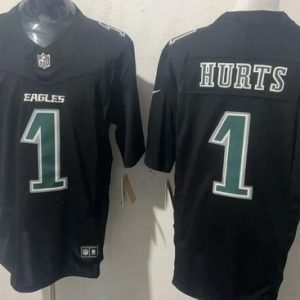 Philadelphia Eagles #1 Jalen Hurts Limited Black Fashion FUSE Vapor Jersey