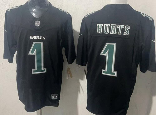Philadelphia Eagles #1 Jalen Hurts Limited Black Fashion FUSE Vapor Jersey