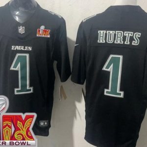 Philadelphia Eagles #1 Jalen Hurts Limited Black Fashion Super Bowl LIX FUSE Vapor Jersey