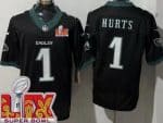 Philadelphia Eagles #1 Jalen Hurts Limited Black Super Bowl LIX FUSE Vapor Jersey