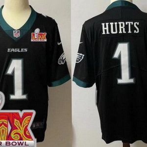 Philadelphia Eagles #1 Jalen Hurts Limited Black Super Bowl LIX Vapor Jersey