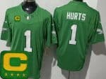 Philadelphia Eagles #1 Jalen Hurts Limited Kelly Green Captain Patch FUSE Vapor Jersey