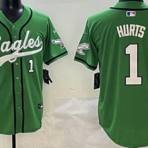 Philadelphia Eagles #1 Jalen Hurts Limited Kelly Green Fashion Baseball Jersey