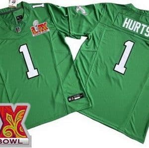 Philadelphia Eagles #1 Jalen Hurts Limited Kelly Green Super Bowl LIX FUSE Vapor Jersey