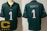 Philadelphia Eagles #1 Jalen Hurts Limited Midnight Green Captain Patch Vapor Jersey