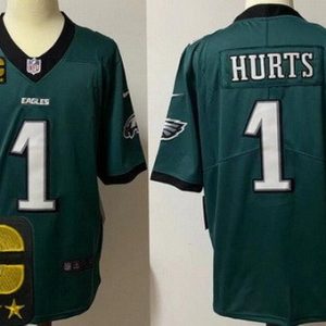 Philadelphia Eagles #1 Jalen Hurts Limited Midnight Green Captain Patch Vapor Jersey