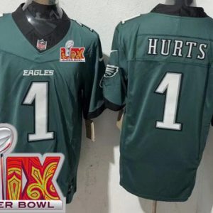 Philadelphia Eagles #1 Jalen Hurts Limited Midnight Green Super Bowl LIX FUSE Vapor Jersey