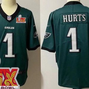 Philadelphia Eagles #1 Jalen Hurts Limited Midnight Green Super Bowl LIX Vapor Jersey