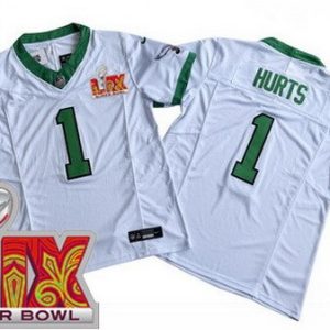 Philadelphia Eagles #1 Jalen Hurts Limited White Alternate Super Bowl LIX FUSE Vapor Jersey