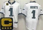 Philadelphia Eagles #1 Jalen Hurts Limited White Captain Patch Vapor Jersey