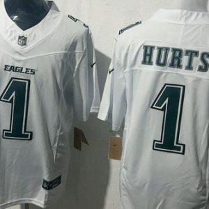 Philadelphia Eagles #1 Jalen Hurts Limited White Fashion FUSE Vapor Jersey
