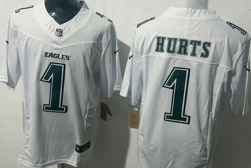 Philadelphia Eagles #1 Jalen Hurts Limited White Fashion FUSE Vapor Jersey