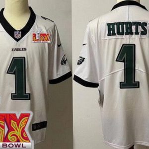 Philadelphia Eagles #1 Jalen Hurts Limited White Super Bowl LIX Vapor Jersey