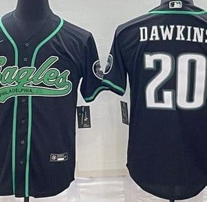 Philadelphia Eagles #20 Brian Dawkins Black Baseball Jersey