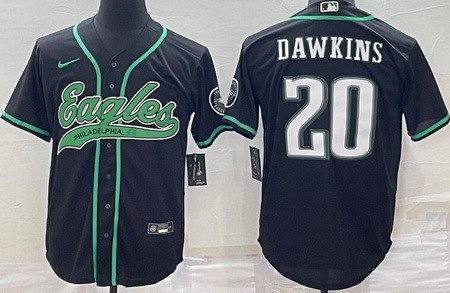 Philadelphia Eagles #20 Brian Dawkins Black Baseball Jersey