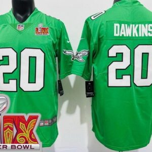 Philadelphia Eagles #20 Brian Dawkins Limited Kelly Green Super Bowl LIX Vapor Jersey