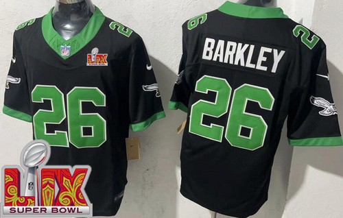 Philadelphia Eagles #26 Saquon Barkley Limited Black Alternate Super Bowl LIX FUSE Vapor Jersey