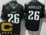 Philadelphia Eagles #26 Saquon Barkley Limited Black Captain Patch FUSE Vapor Jersey
