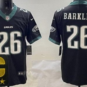 Philadelphia Eagles #26 Saquon Barkley Limited Black Captain Patch Vapor Jersey
