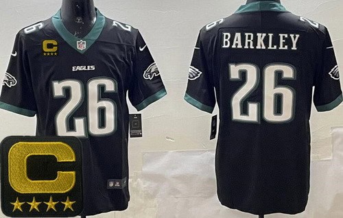 Philadelphia Eagles #26 Saquon Barkley Limited Black Captain Patch Vapor Jersey