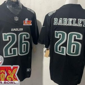 Philadelphia Eagles #26 Saquon Barkley Limited Black Fashion Super Bowl LIX FUSE Vapor Jersey