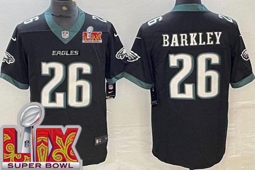 Philadelphia Eagles #26 Saquon Barkley Limited Black Super Bowl LIX Vapor Jersey