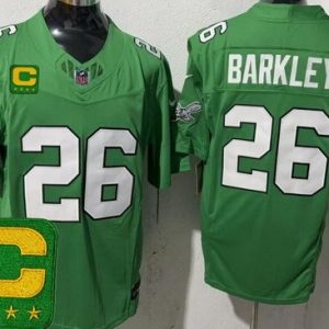 Philadelphia Eagles #26 Saquon Barkley Limited Kelly Green Captain Patch FUSE Vapor Jersey