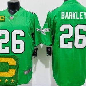 Philadelphia Eagles #26 Saquon Barkley Limited Kelly Green Captain Patch Vapor Jersey