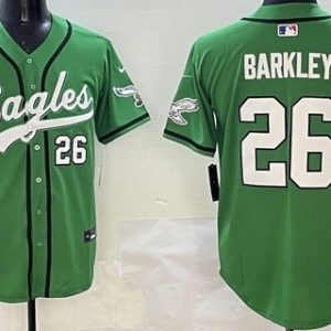 Philadelphia Eagles #26 Saquon Barkley Limited Kelly Green Fashion Baseball Jersey
