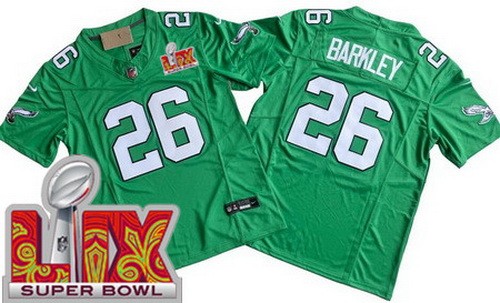 Philadelphia Eagles #26 Saquon Barkley Limited Kelly Green Super Bowl LIX FUSE Vapor Jersey
