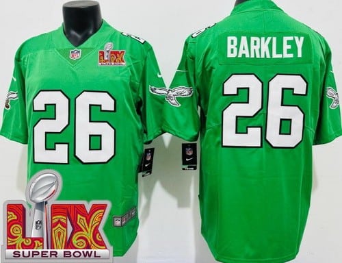 Philadelphia Eagles #26 Saquon Barkley Limited Kelly Green Super Bowl LIX Vapor Jersey