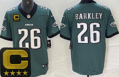 Philadelphia Eagles #26 Saquon Barkley Limited Midnight Green Captain Patch Vapor Jersey