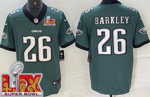 Philadelphia Eagles #26 Saquon Barkley Limited Midnight Green New Logo Super Bowl LIX Vapor Jersey